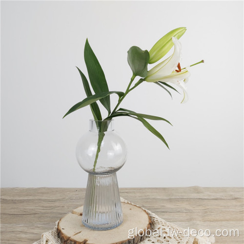 China Home Decor Glass Vase Container Tall Bubble Ribbed Supplier